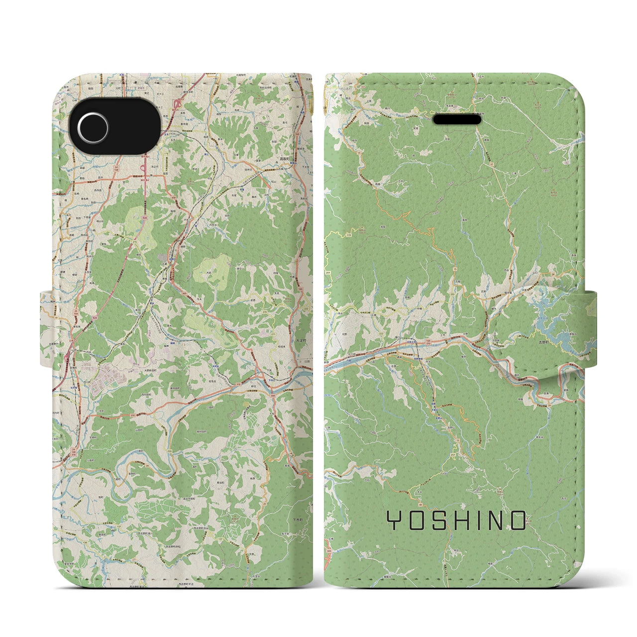【吉野(奈良県)】地図柄iPhoneケース(手帳タイプ)ナチュラル・iPhone SE(第3 / 第2世代) / 8 / 7 / 6s / 6 用