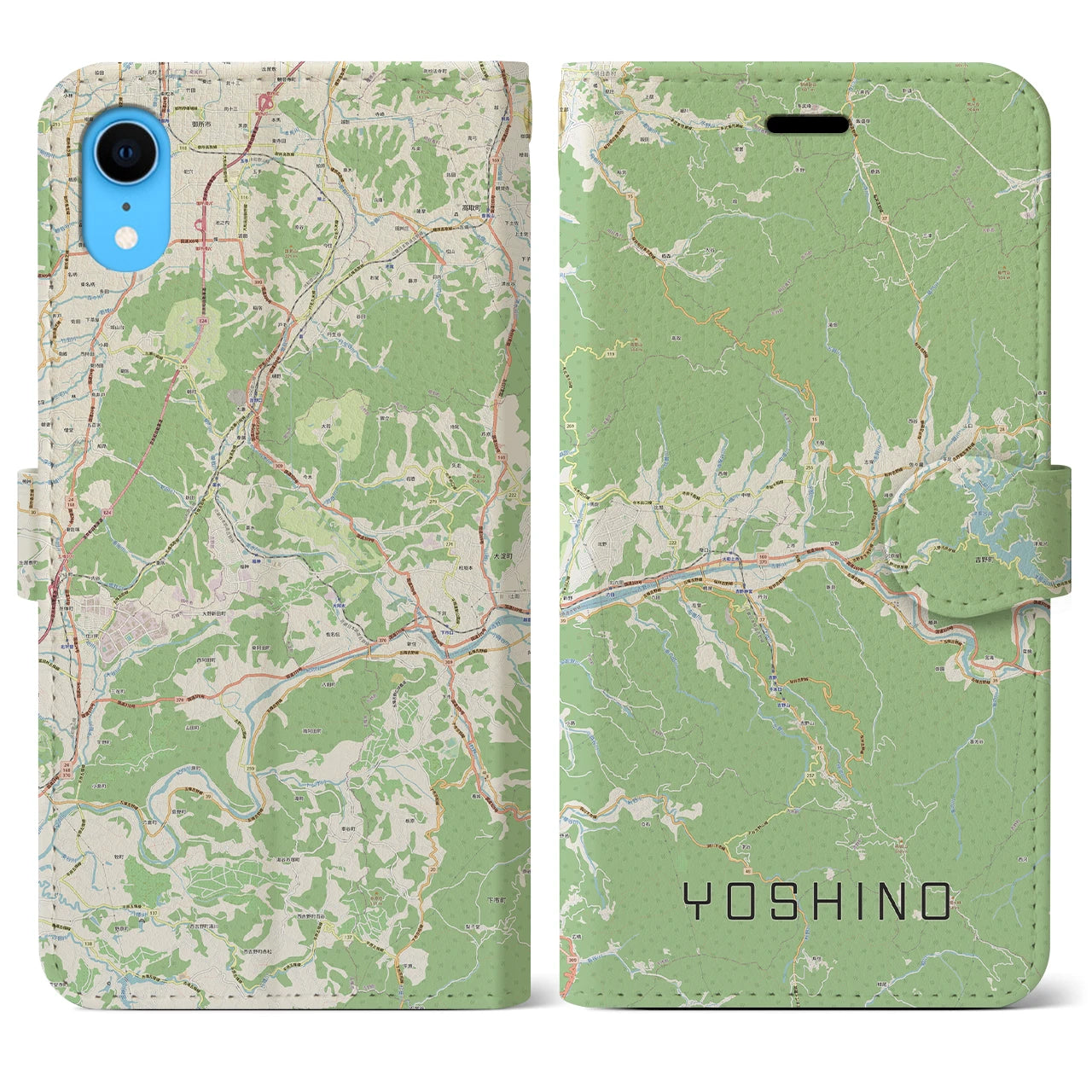 【吉野(奈良県)】地図柄iPhoneケース(手帳タイプ)ナチュラル・iPhone XR 用
