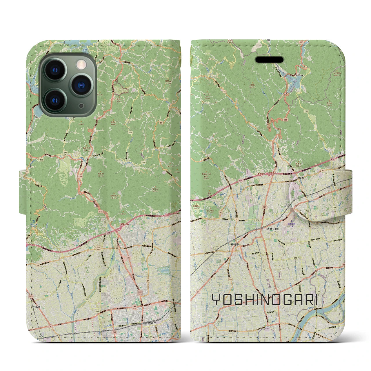 【吉野ヶ里(佐賀県)】地図柄iPhoneケース(手帳タイプ)