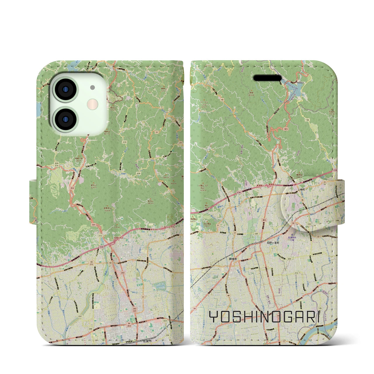 【吉野ヶ里(佐賀県)】地図柄iPhoneケース(手帳タイプ)