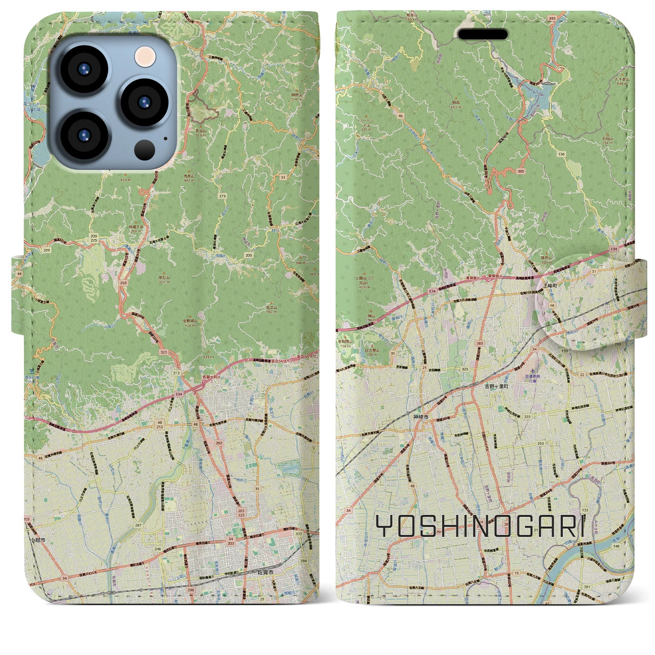 【吉野ヶ里(佐賀県)】地図柄iPhoneケース(手帳タイプ)