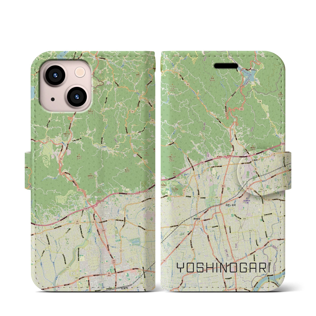 【吉野ヶ里(佐賀県)】地図柄iPhoneケース(手帳タイプ)