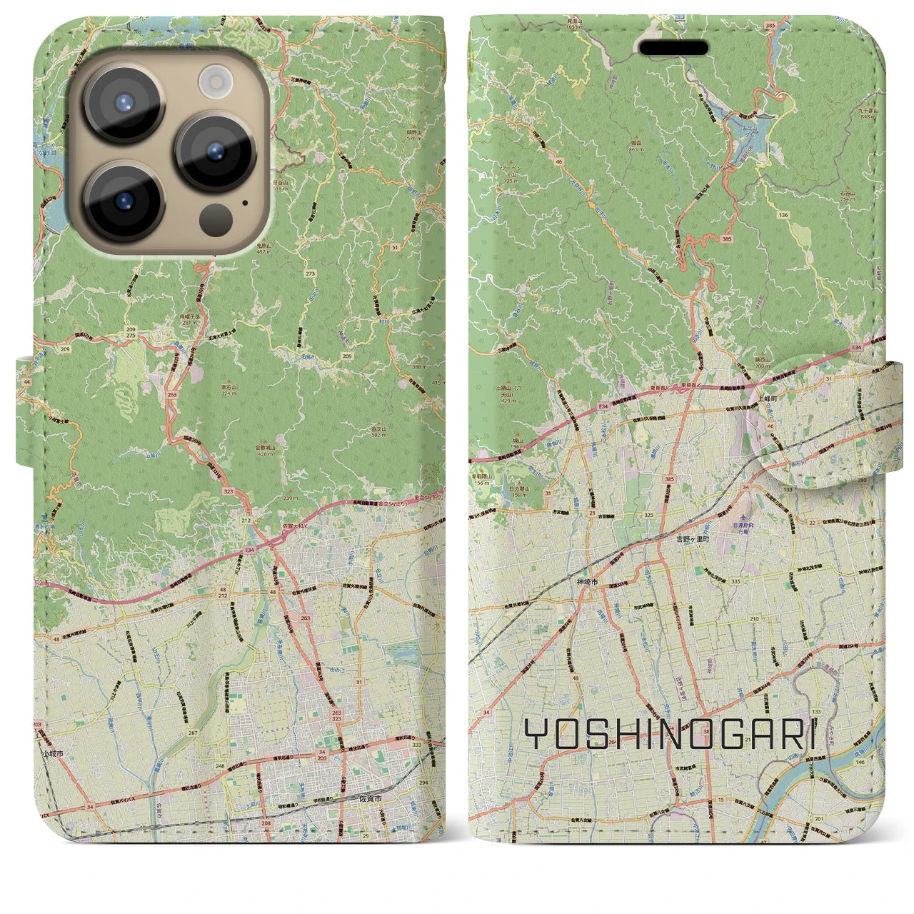 【吉野ヶ里(佐賀県)】地図柄iPhoneケース(手帳タイプ)