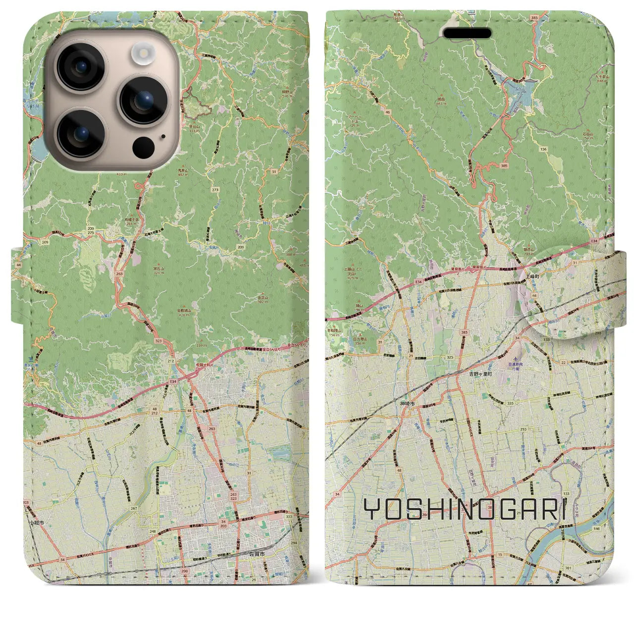 【吉野ヶ里(佐賀県)】地図柄iPhoneケース(手帳タイプ)