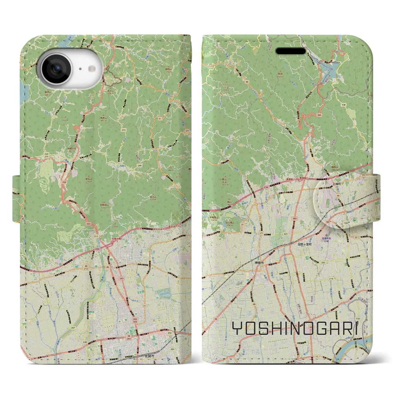 【吉野ヶ里(佐賀県)】地図柄iPhoneケース(手帳タイプ)