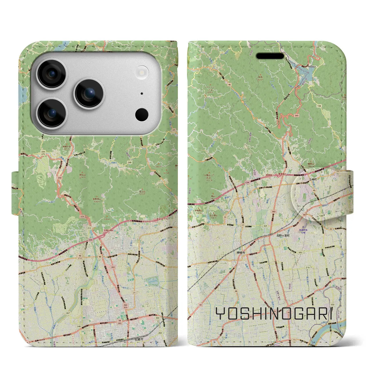 【吉野ヶ里(佐賀県)】地図柄iPhoneケース(手帳タイプ)