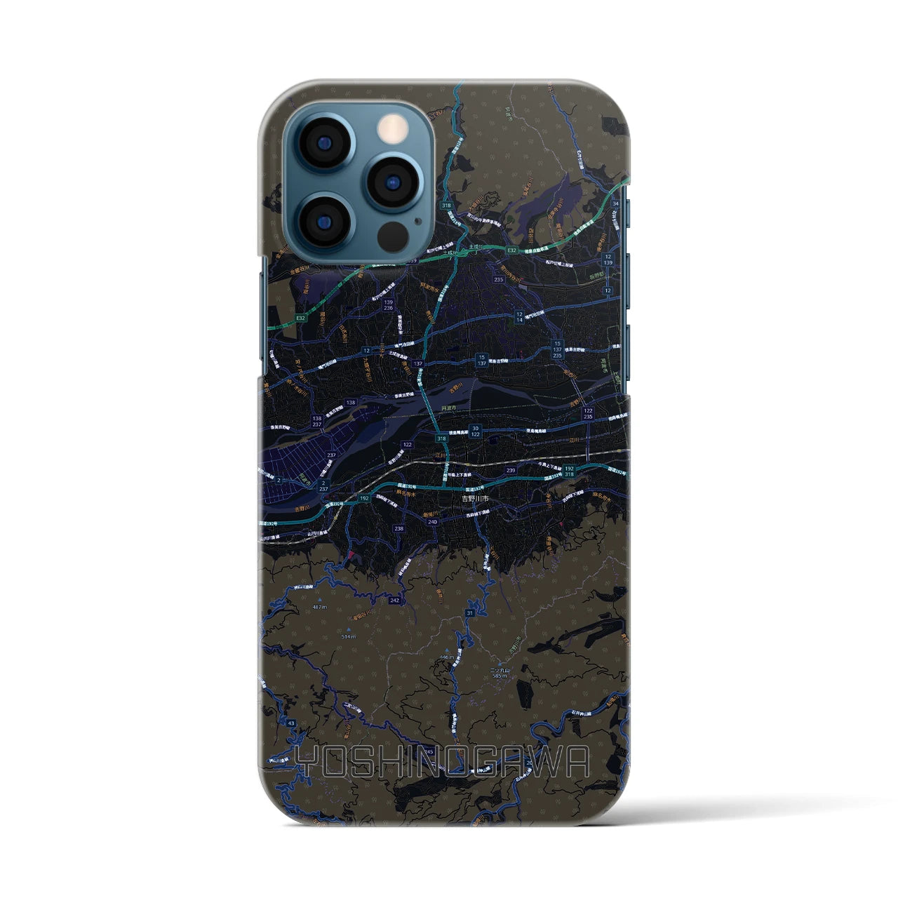 【吉野川(徳島県)】地図柄iPhoneケース(バックカバータイプ)