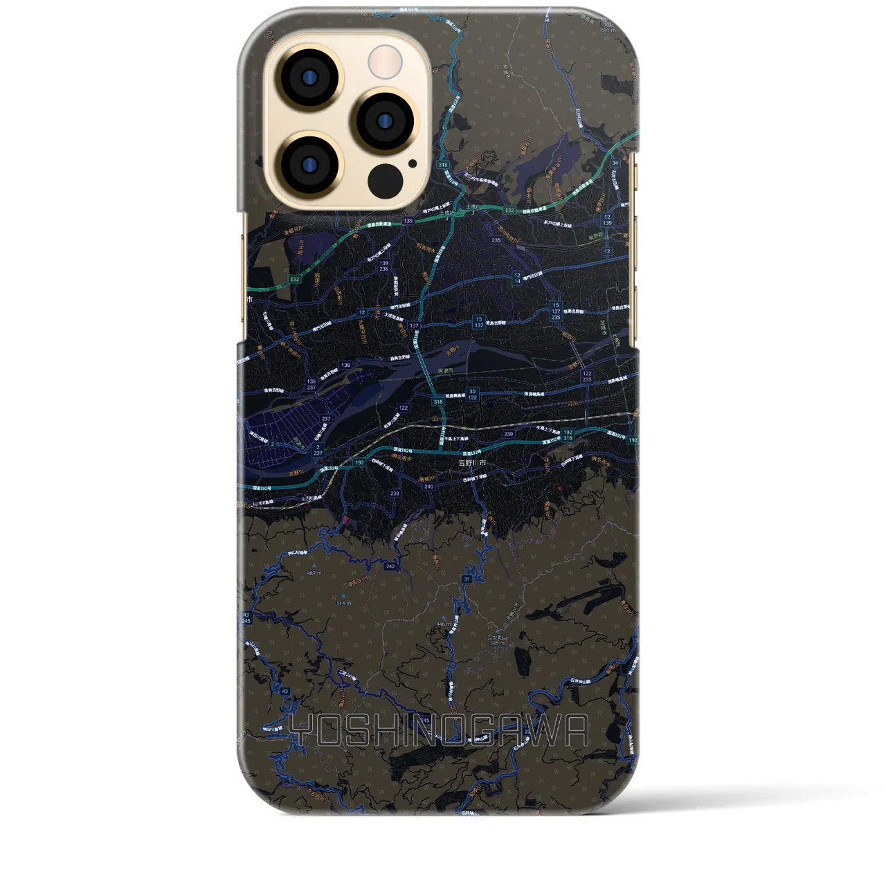 【吉野川(徳島県)】地図柄iPhoneケース(バックカバータイプ)