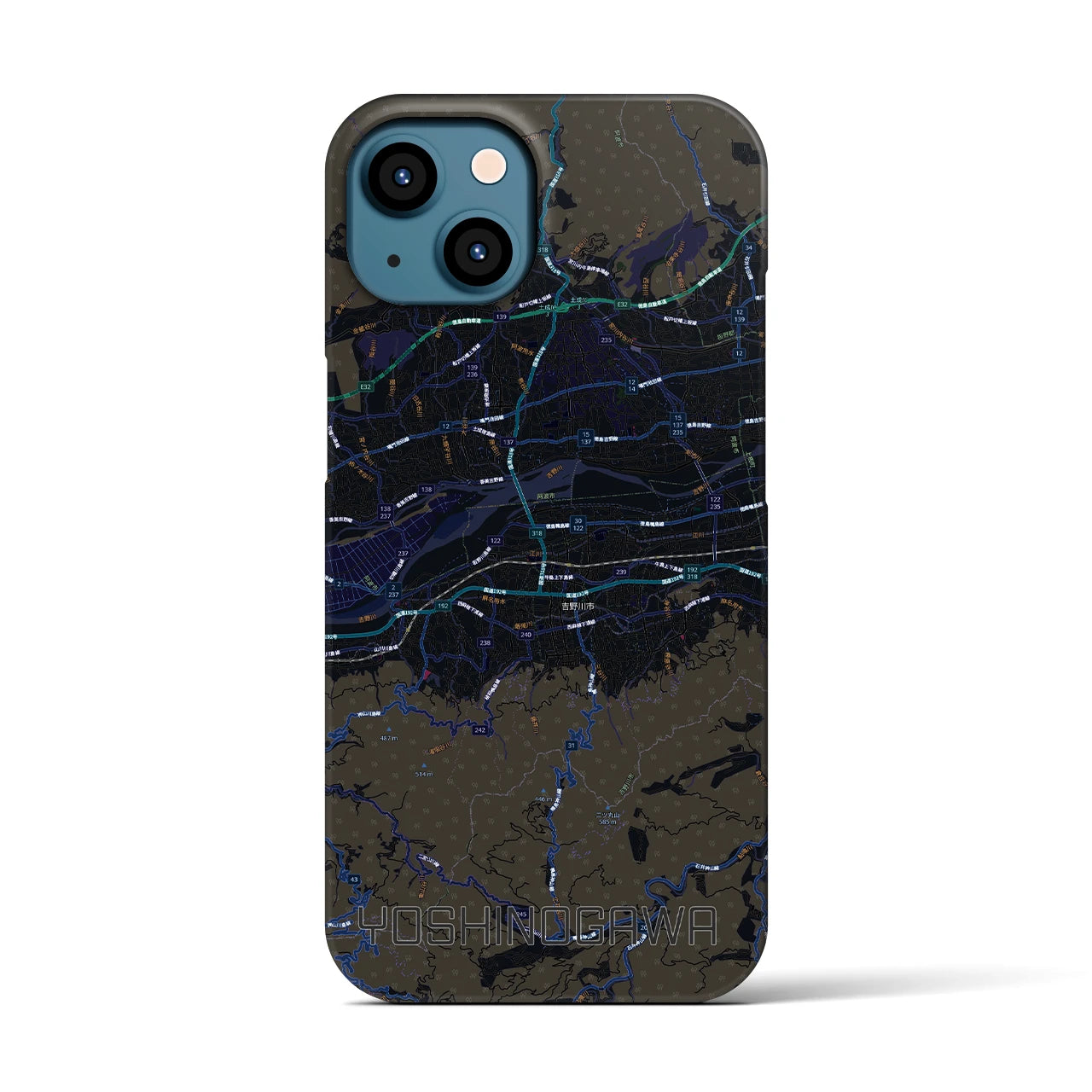 【吉野川(徳島県)】地図柄iPhoneケース(バックカバータイプ)