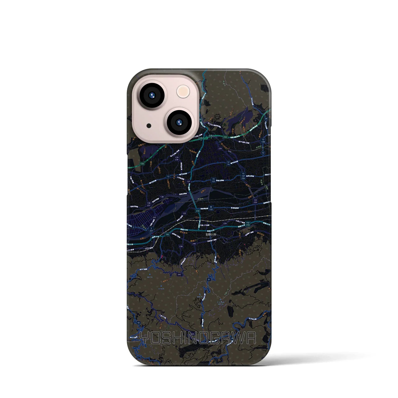 【吉野川(徳島県)】地図柄iPhoneケース(バックカバータイプ)