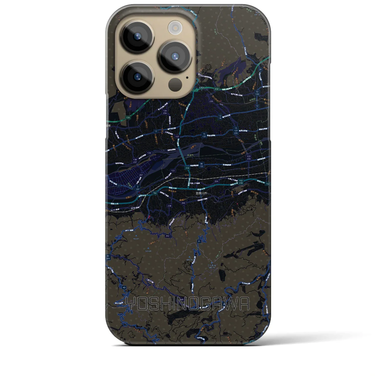 【吉野川(徳島県)】地図柄iPhoneケース(バックカバータイプ)