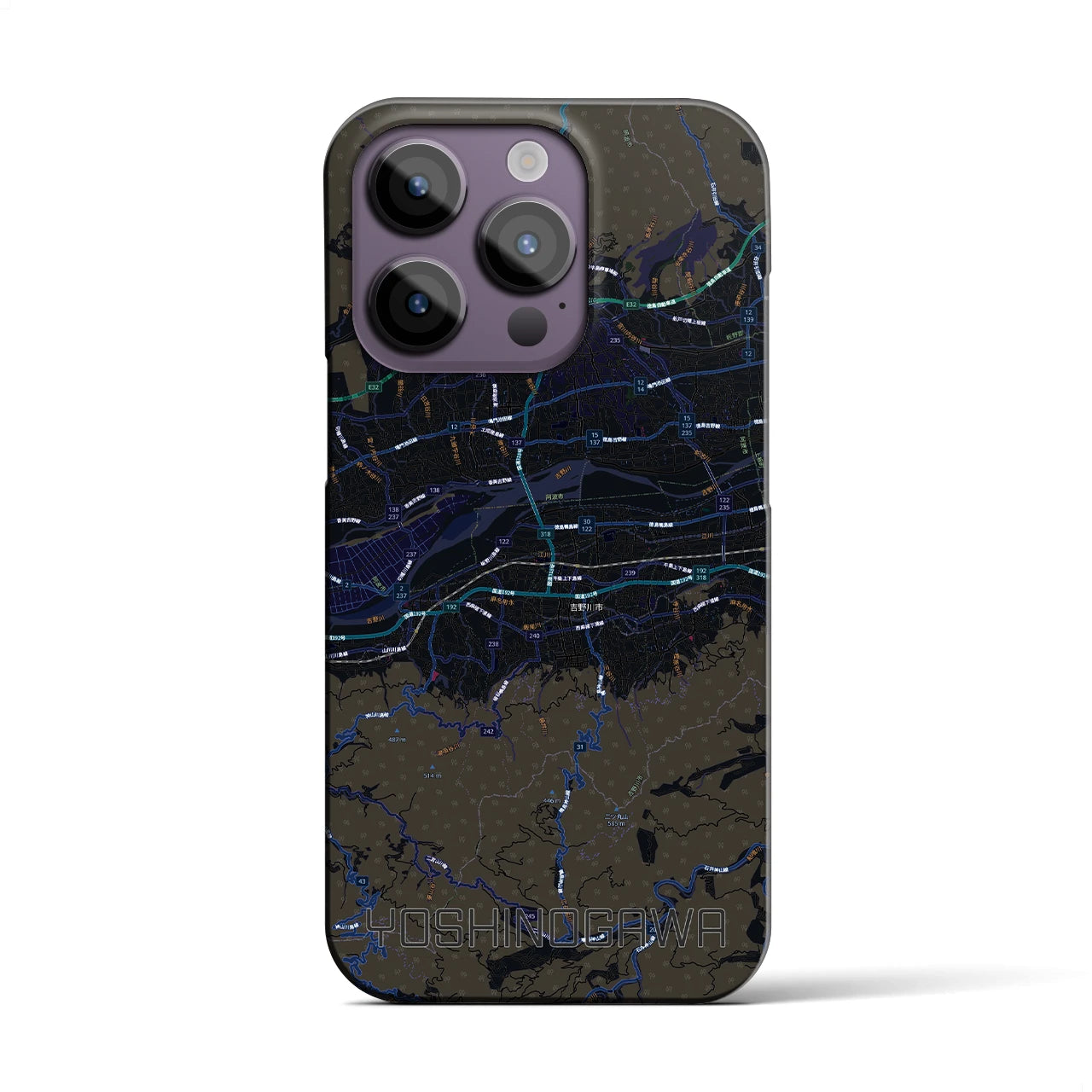 【吉野川(徳島県)】地図柄iPhoneケース(バックカバータイプ)