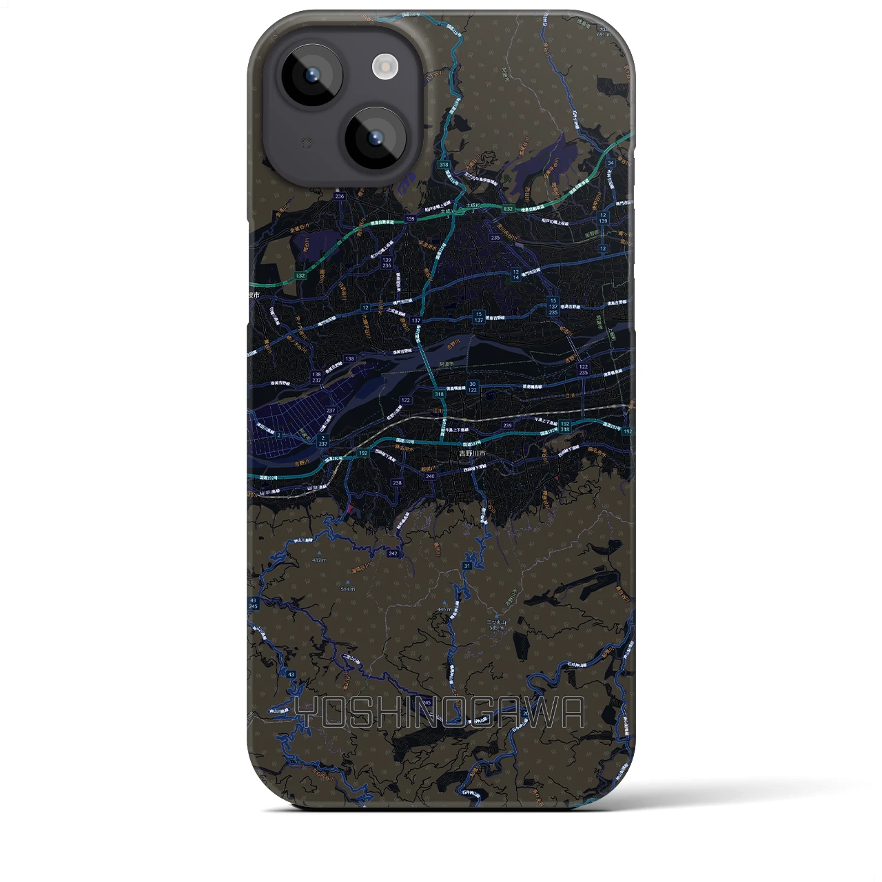 【吉野川(徳島県)】地図柄iPhoneケース(バックカバータイプ)