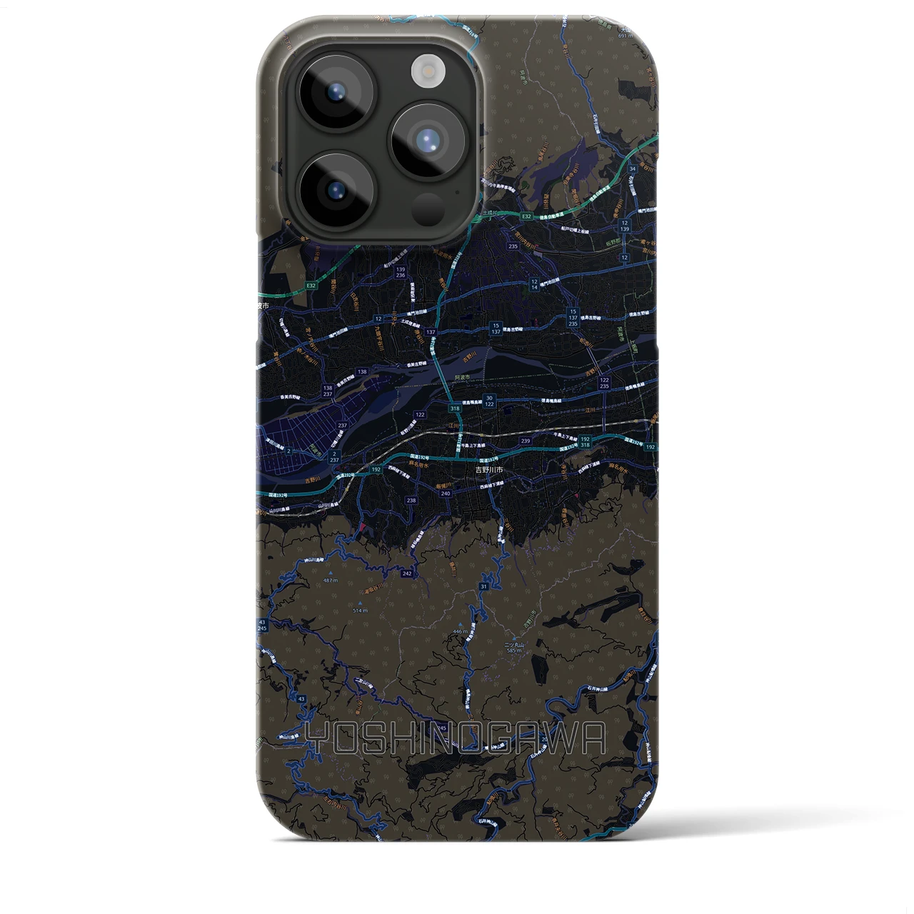 【吉野川(徳島県)】地図柄iPhoneケース(バックカバータイプ)