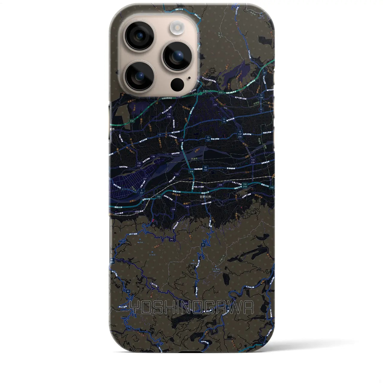 【吉野川(徳島県)】地図柄iPhoneケース(バックカバータイプ)
