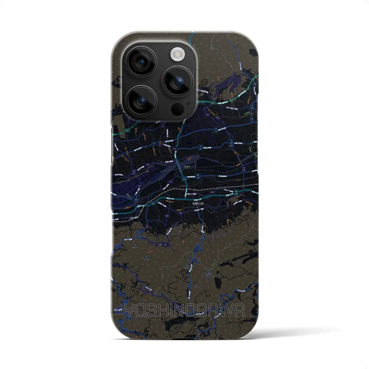 【吉野川(徳島県)】地図柄iPhoneケース(バックカバータイプ)