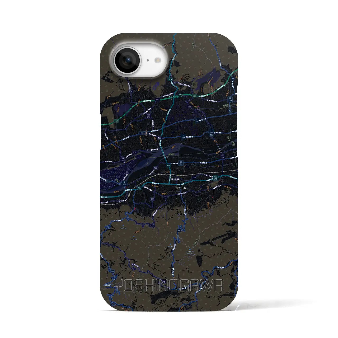 【吉野川(徳島県)】地図柄iPhoneケース(バックカバータイプ)