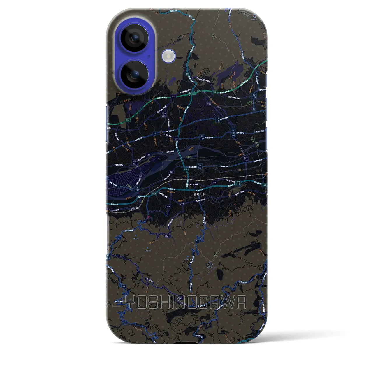 【吉野川(徳島県)】地図柄iPhoneケース(バックカバータイプ)