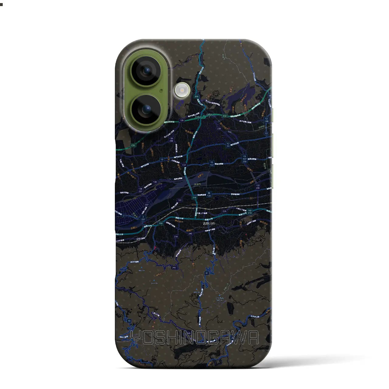 【吉野川(徳島県)】地図柄iPhoneケース(バックカバータイプ)