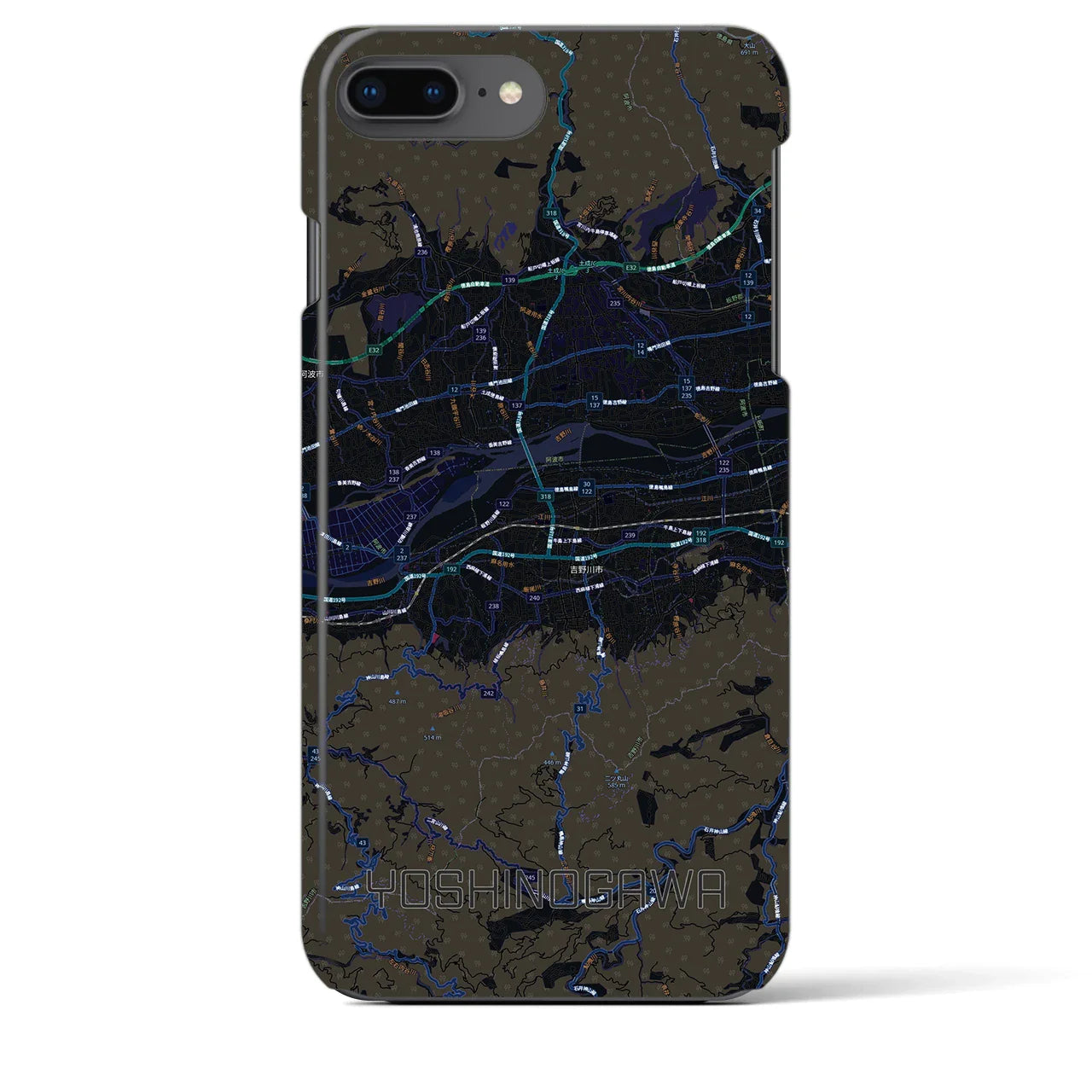 【吉野川(徳島県)】地図柄iPhoneケース(バックカバータイプ)