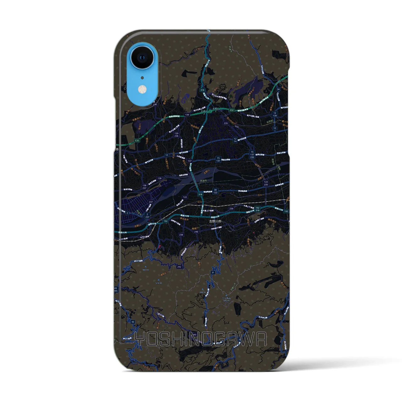 【吉野川(徳島県)】地図柄iPhoneケース(バックカバータイプ)