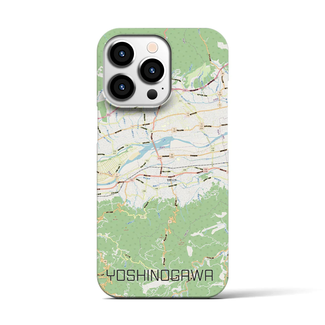 【吉野川(徳島県)】地図柄iPhoneケース(バックカバータイプ)