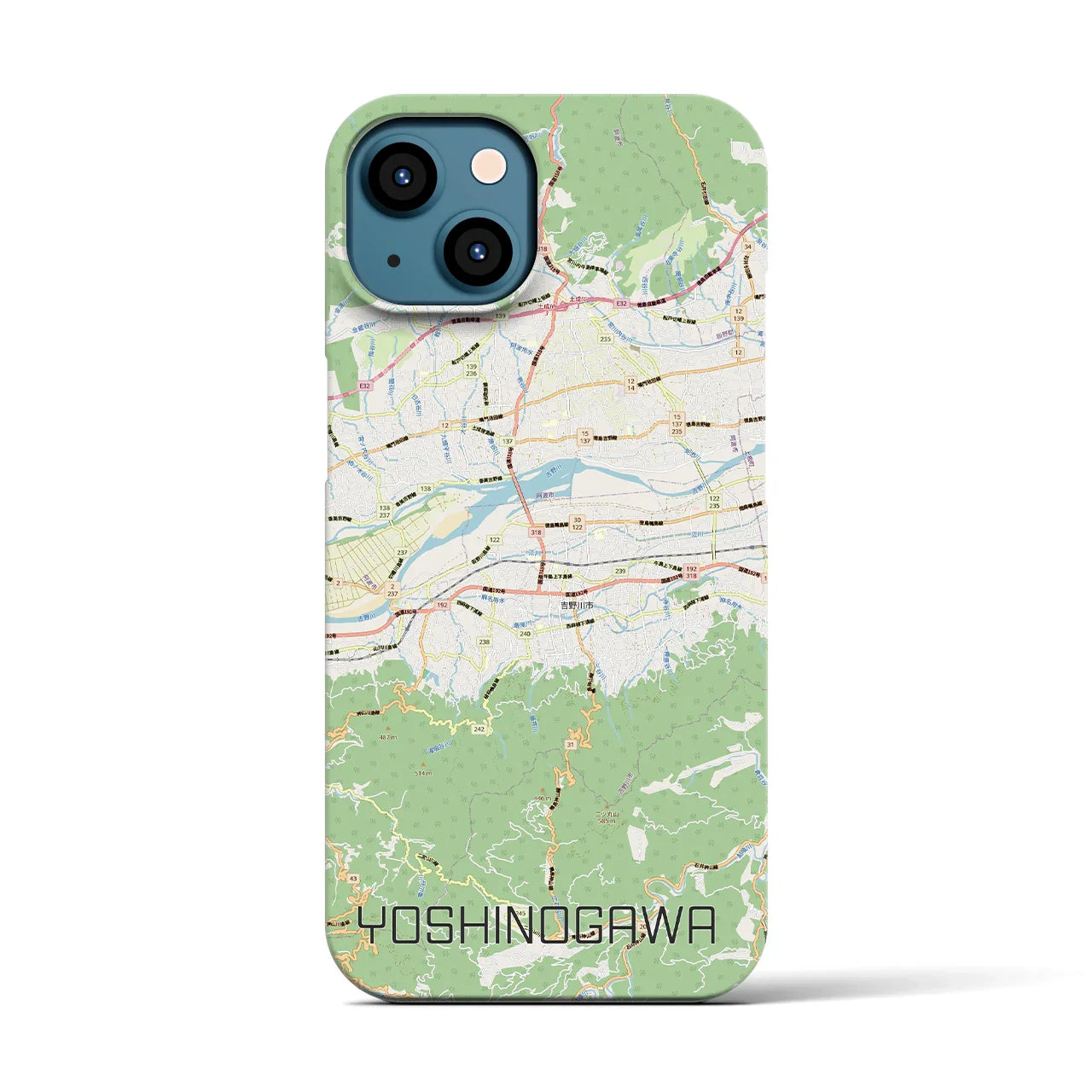 【吉野川(徳島県)】地図柄iPhoneケース(バックカバータイプ)