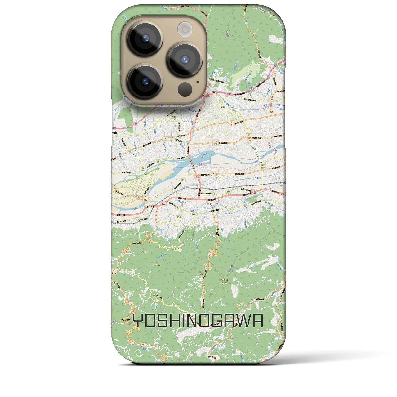【吉野川(徳島県)】地図柄iPhoneケース(バックカバータイプ)