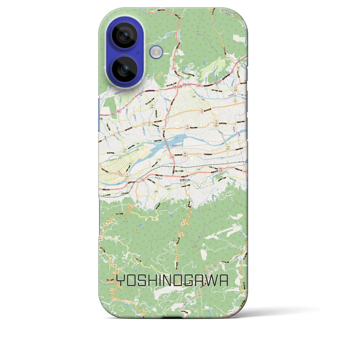 【吉野川(徳島県)】地図柄iPhoneケース(バックカバータイプ)ナチュラル・iPhone 16 Pro Max 用