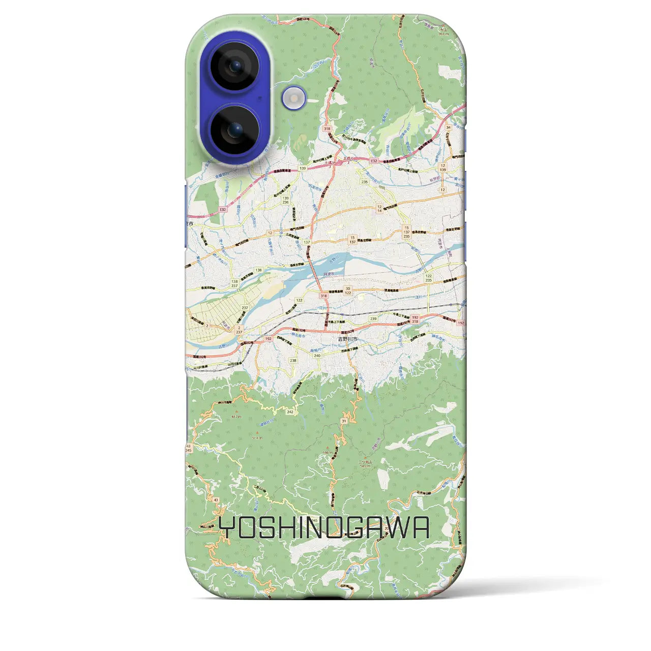 【吉野川(徳島県)】地図柄iPhoneケース(バックカバータイプ)ナチュラル・iPhone 16 Pro Max 用