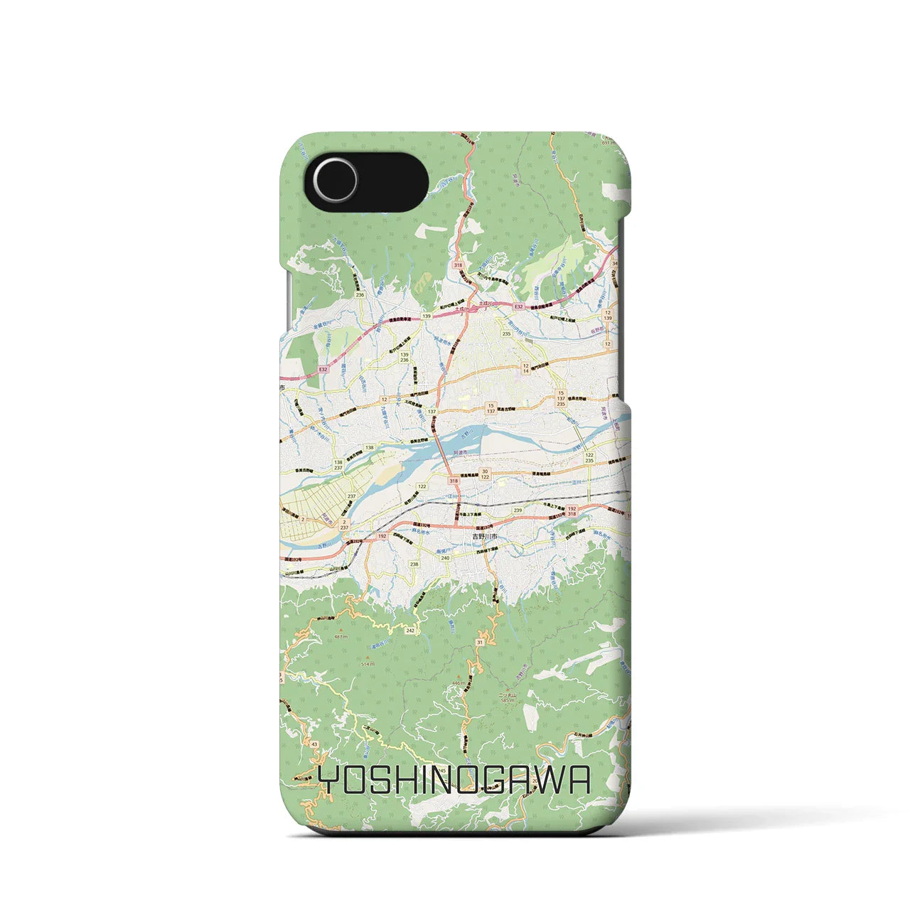 【吉野川(徳島県)】地図柄iPhoneケース(バックカバータイプ)