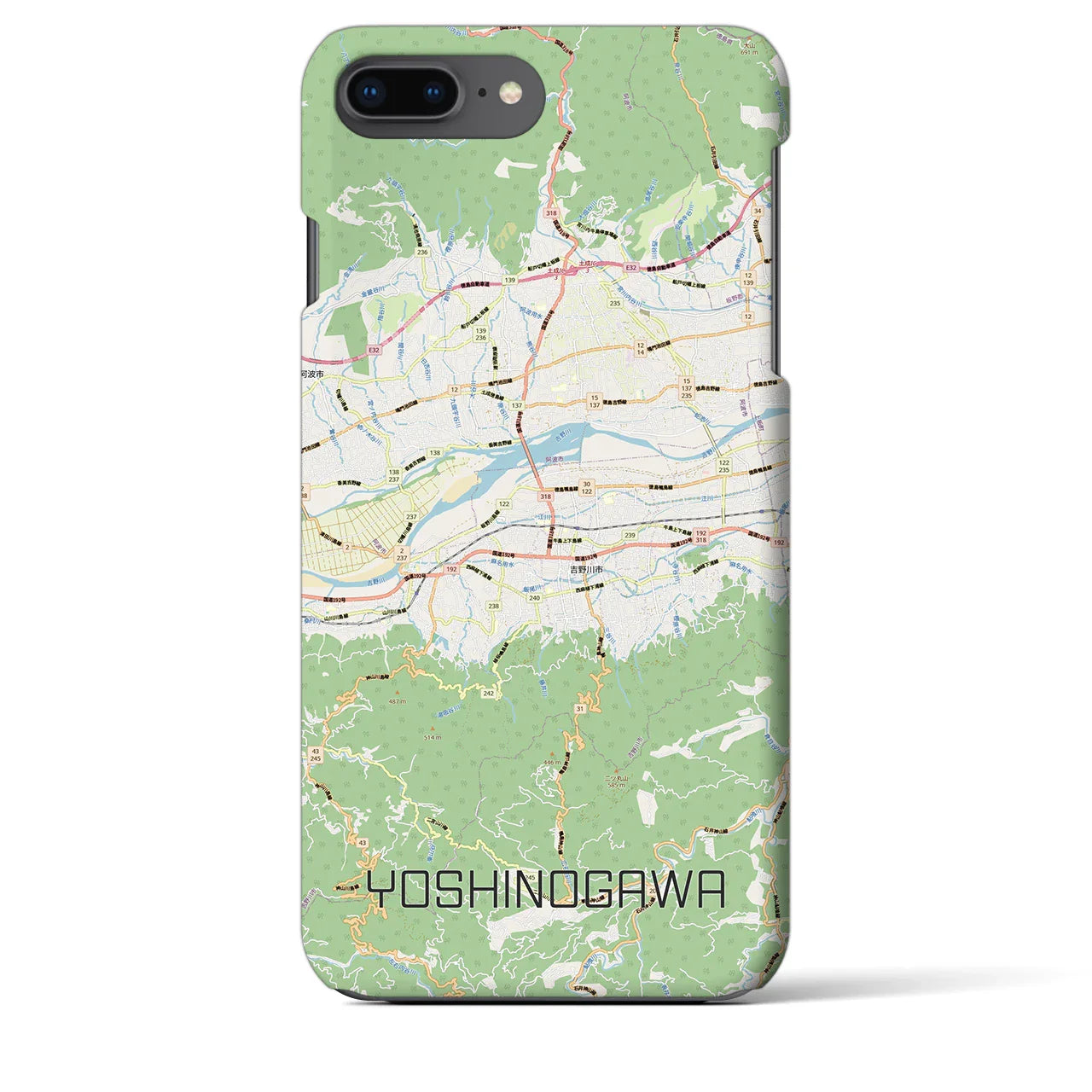 【吉野川(徳島県)】地図柄iPhoneケース(バックカバータイプ)