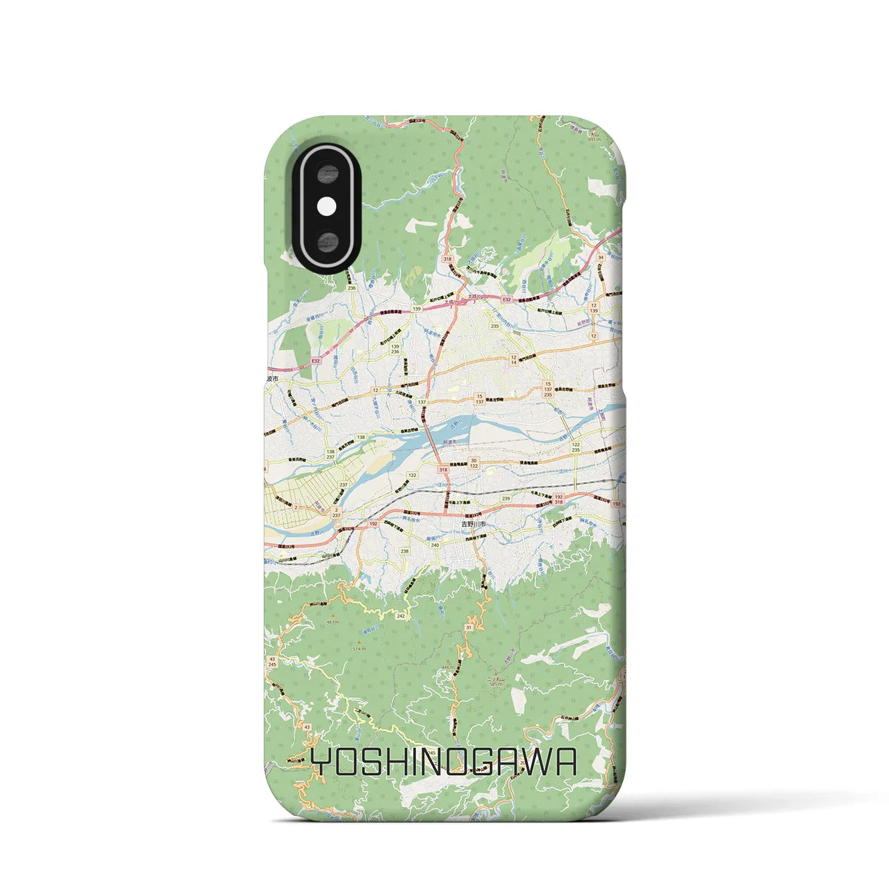 【吉野川(徳島県)】地図柄iPhoneケース(バックカバータイプ)