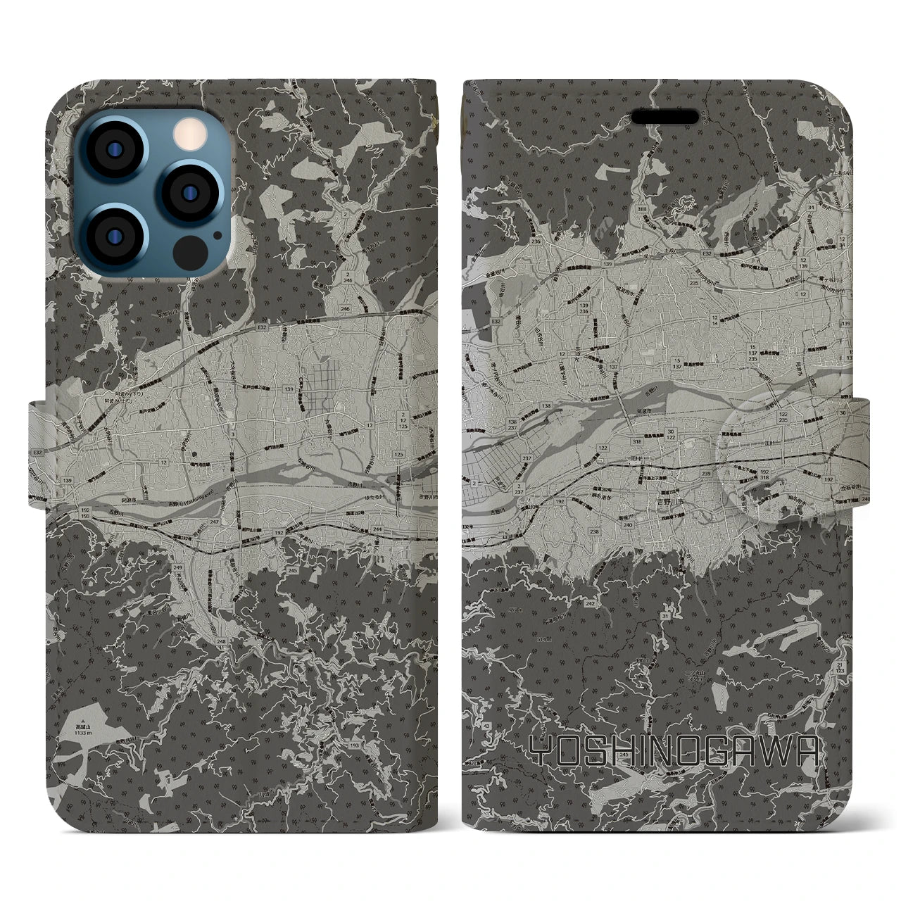 【吉野川(徳島県)】地図柄iPhoneケース(手帳タイプ)