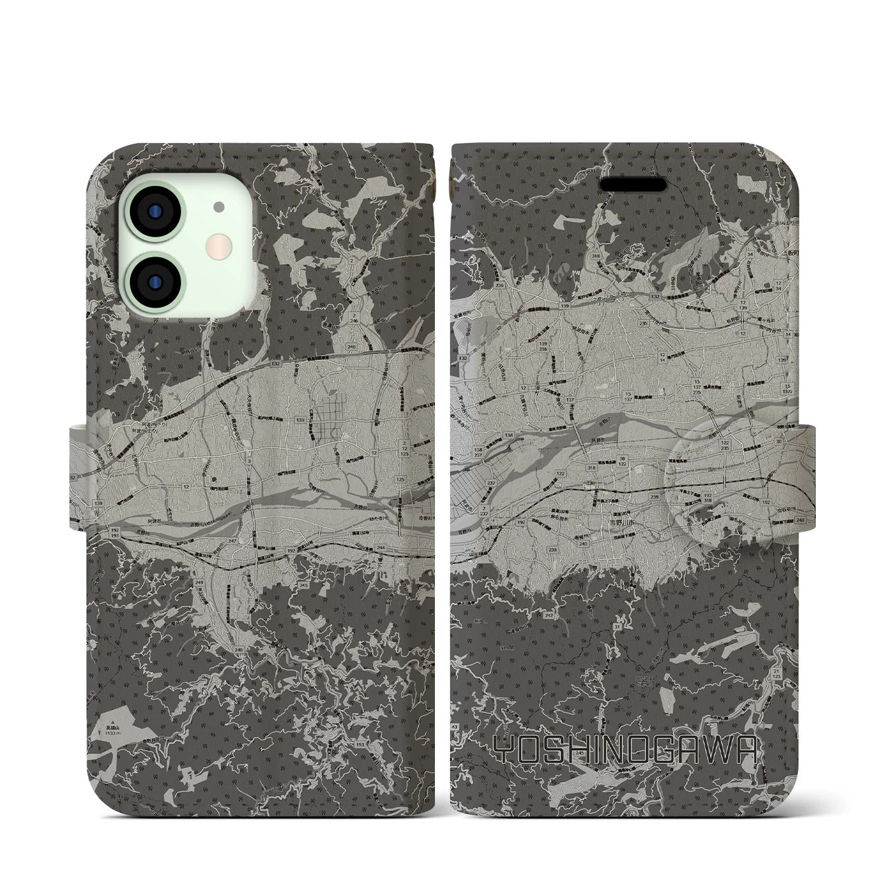 【吉野川(徳島県)】地図柄iPhoneケース(手帳タイプ)