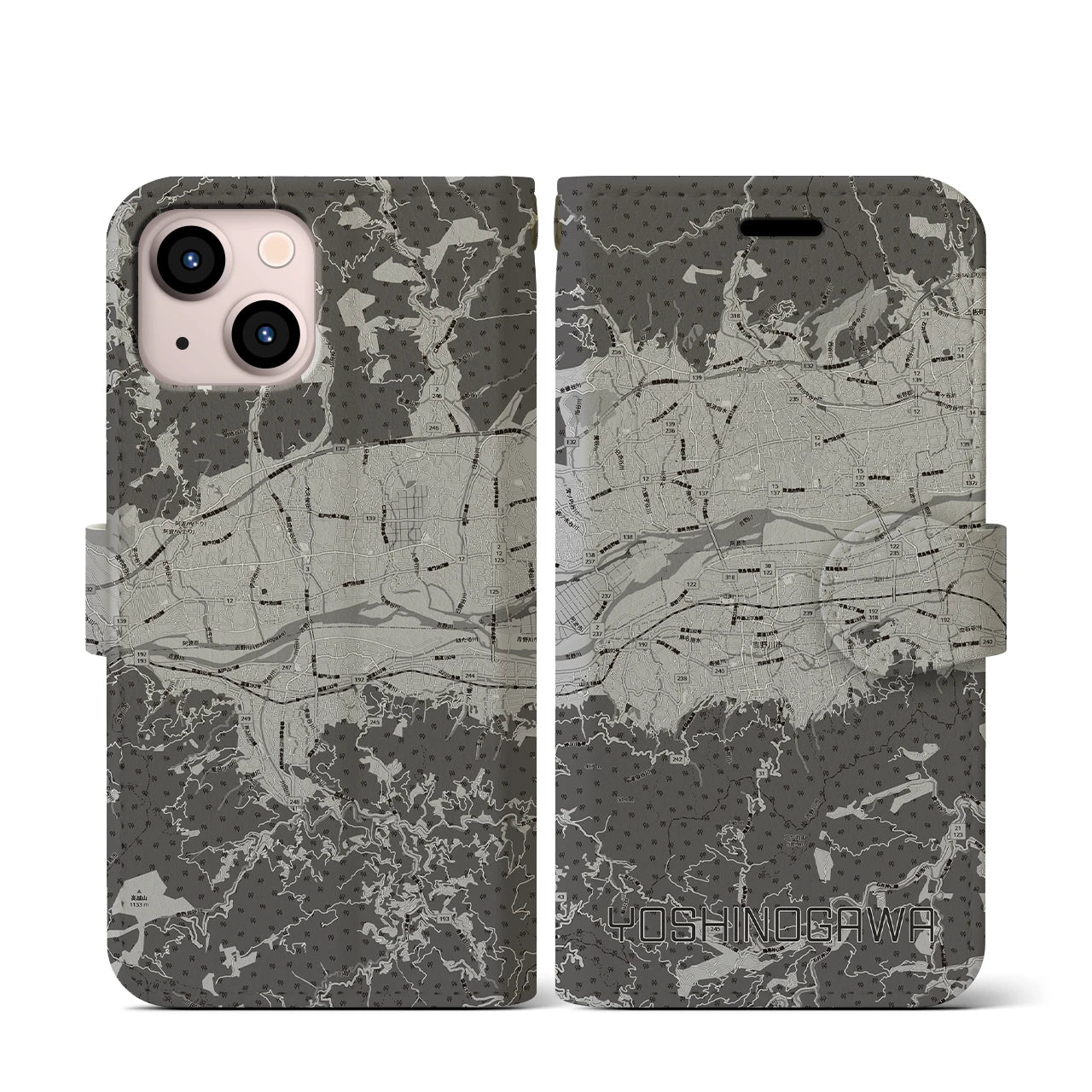 【吉野川(徳島県)】地図柄iPhoneケース(手帳タイプ)