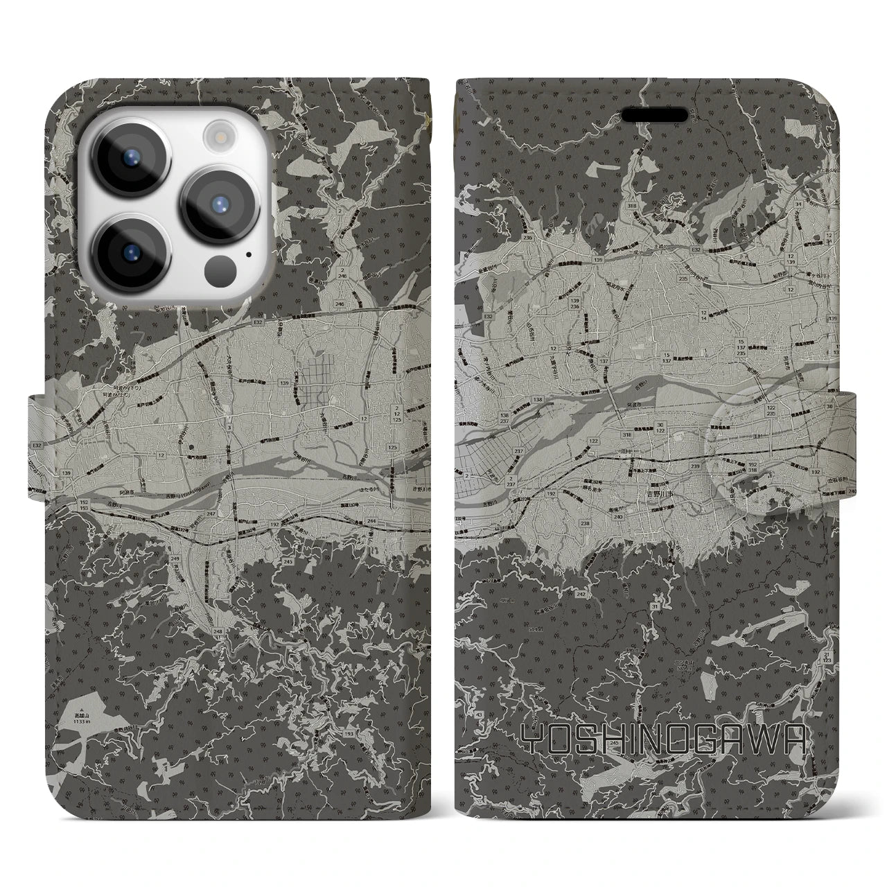 【吉野川(徳島県)】地図柄iPhoneケース(手帳タイプ)