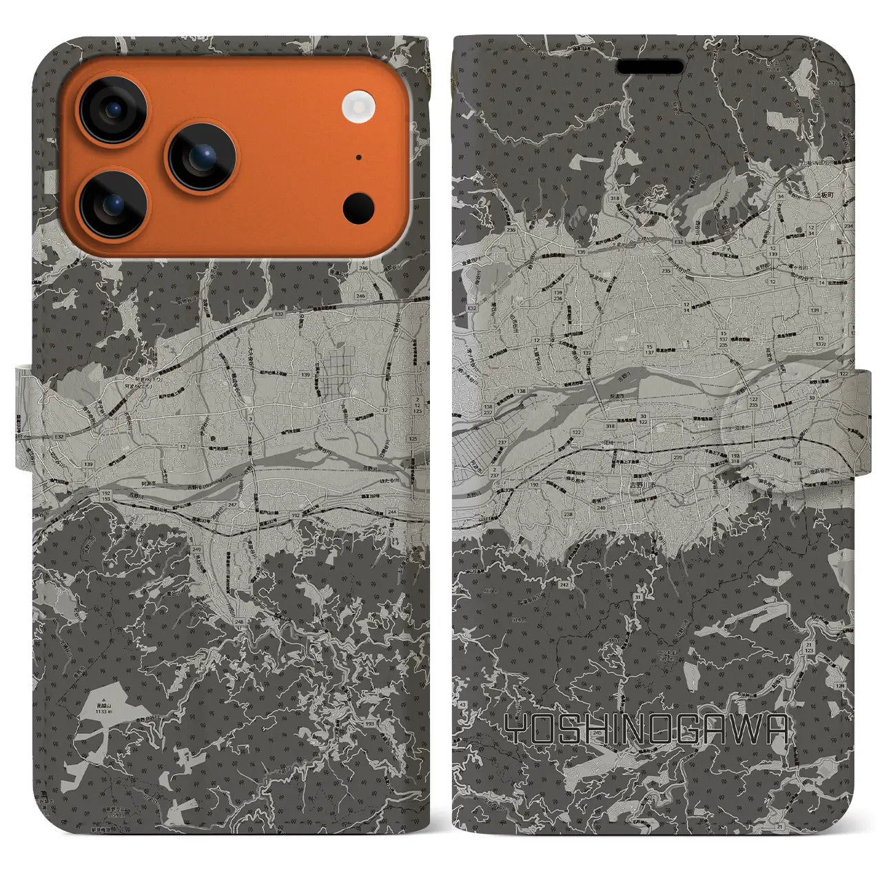 【吉野川(徳島県)】地図柄iPhoneケース(手帳タイプ)