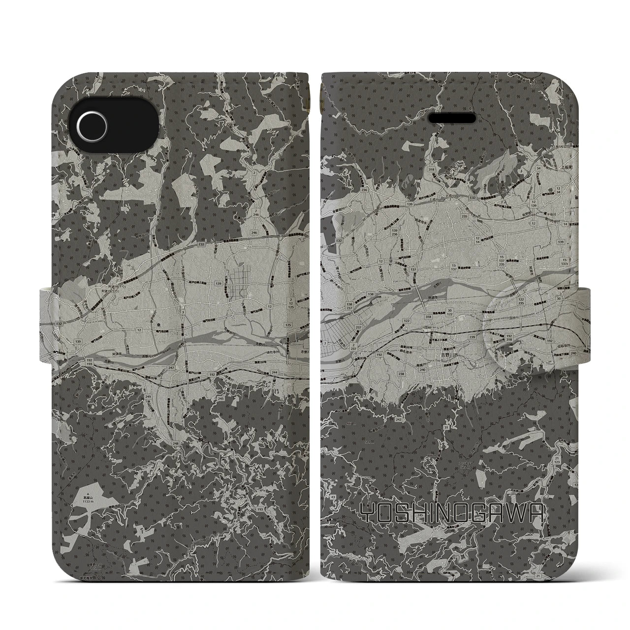 【吉野川(徳島県)】地図柄iPhoneケース(手帳タイプ)