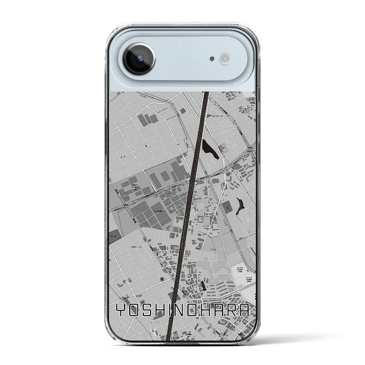 【吉野原(埼玉県)】地図柄iPhoneケース(クリアタイプ)モノトーン・iPhone 17 Pro Max 用