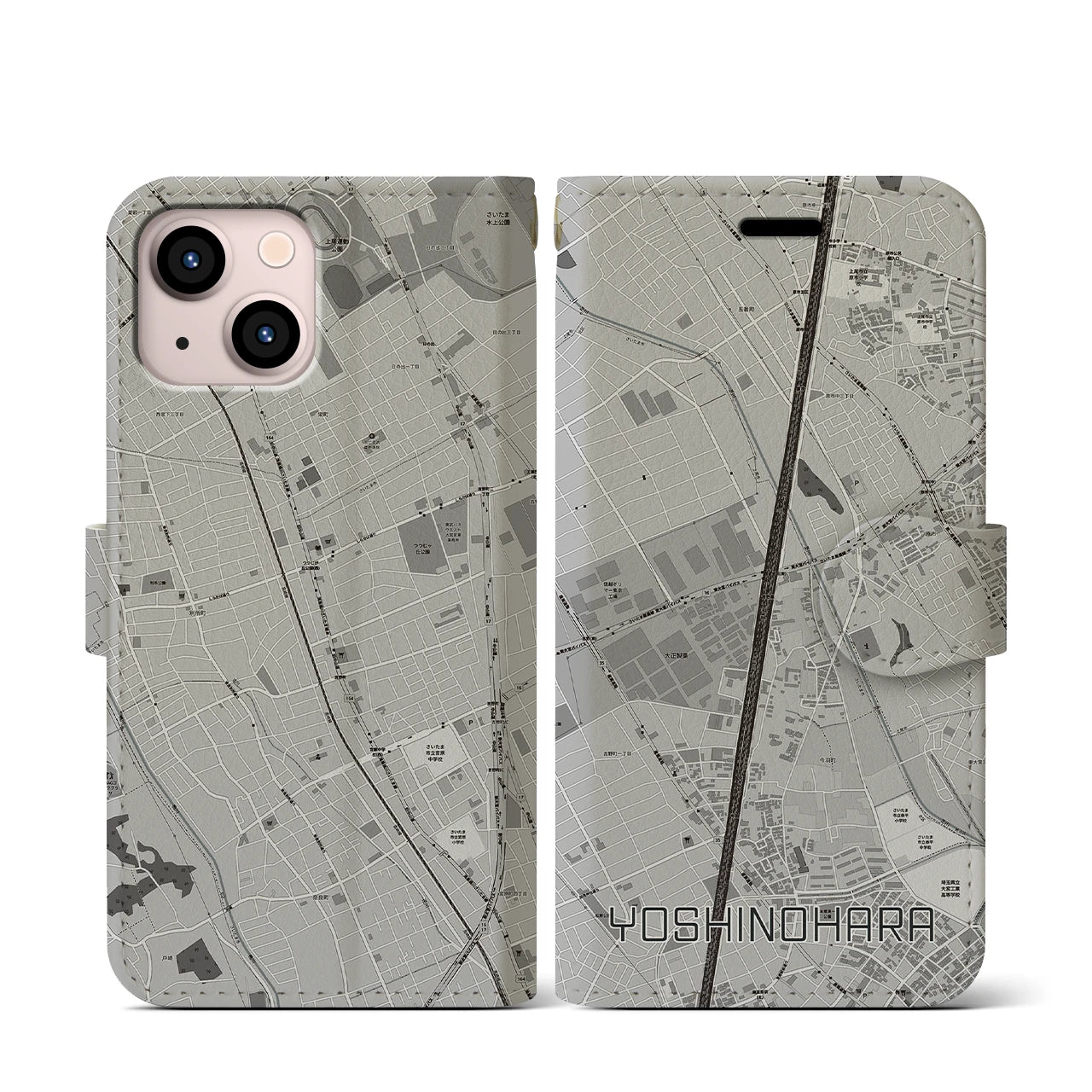 【吉野原(埼玉県)】地図柄iPhoneケース(手帳タイプ)