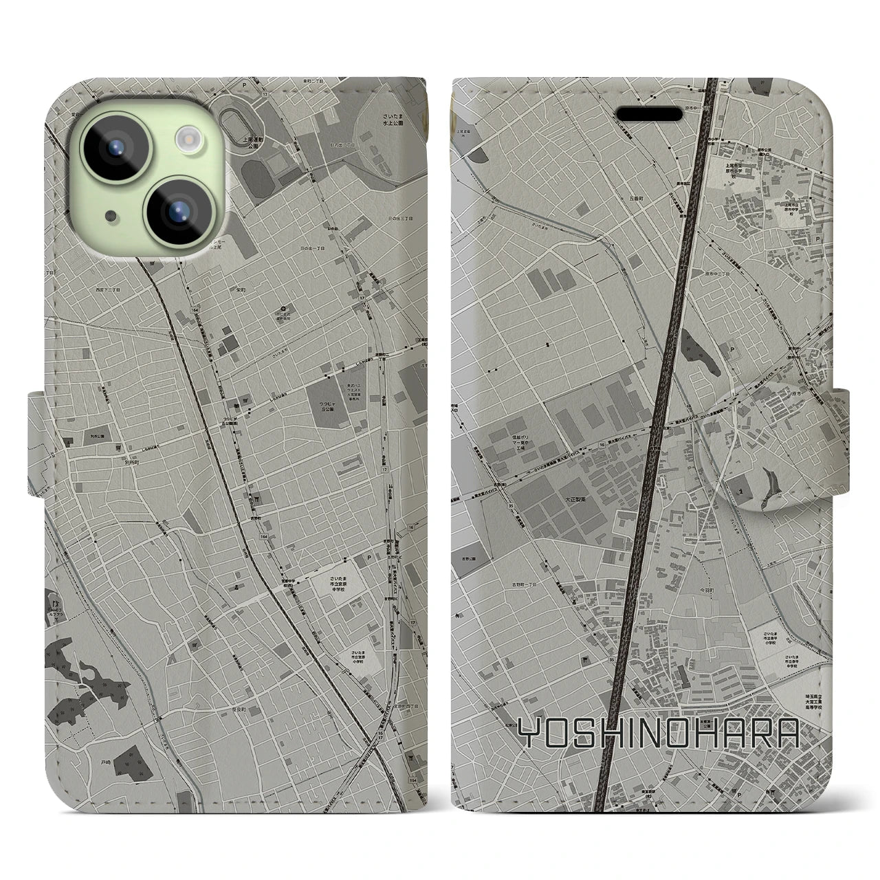 【吉野原(埼玉県)】地図柄iPhoneケース(手帳タイプ)