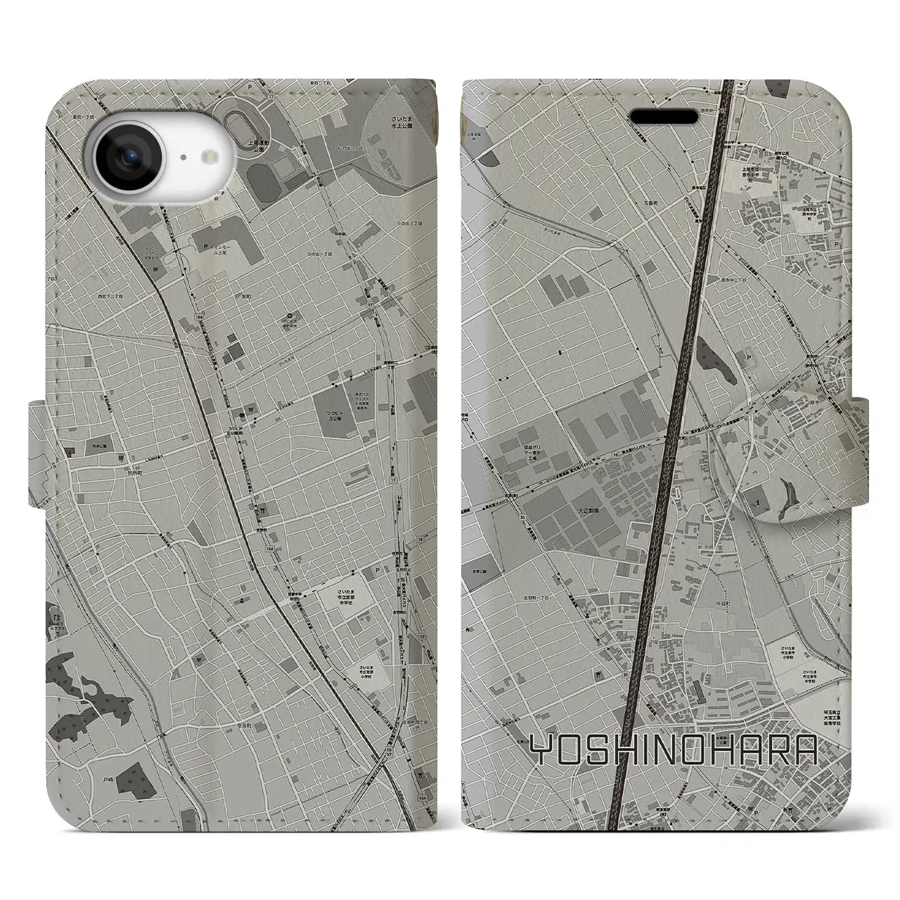 【吉野原(埼玉県)】地図柄iPhoneケース(手帳タイプ)