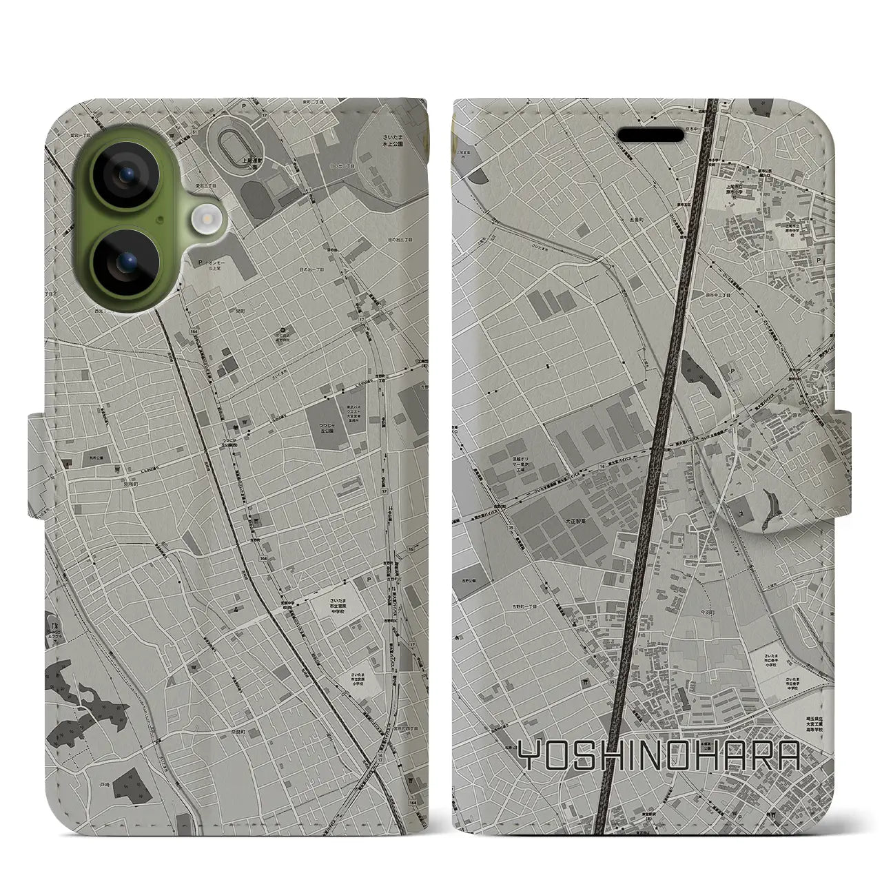 【吉野原(埼玉県)】地図柄iPhoneケース(手帳タイプ)