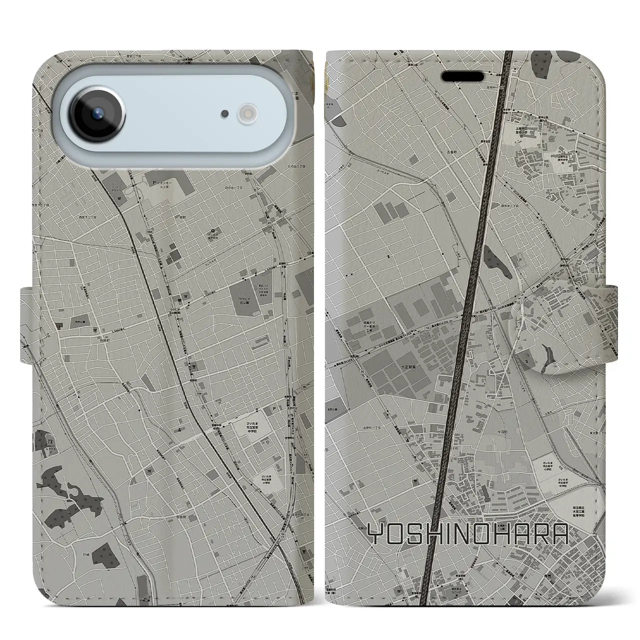 【吉野原(埼玉県)】地図柄iPhoneケース(手帳タイプ)