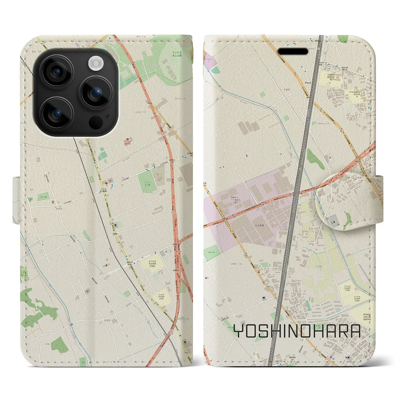 【吉野原(埼玉県)】地図柄iPhoneケース(手帳タイプ)