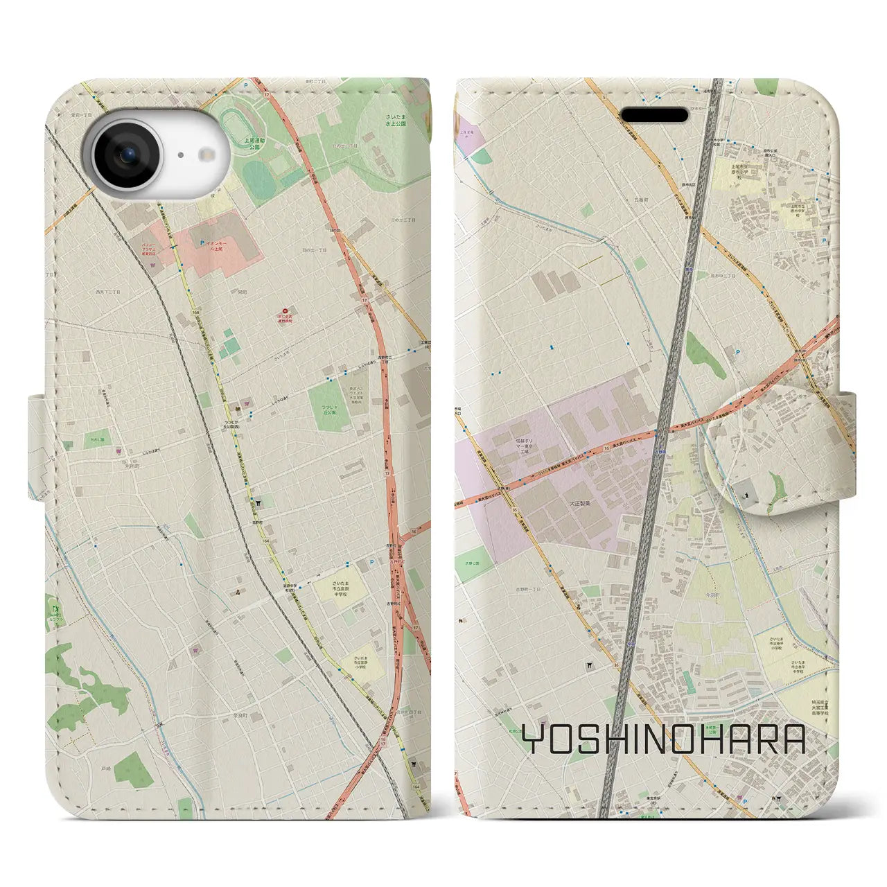 【吉野原(埼玉県)】地図柄iPhoneケース(手帳タイプ)