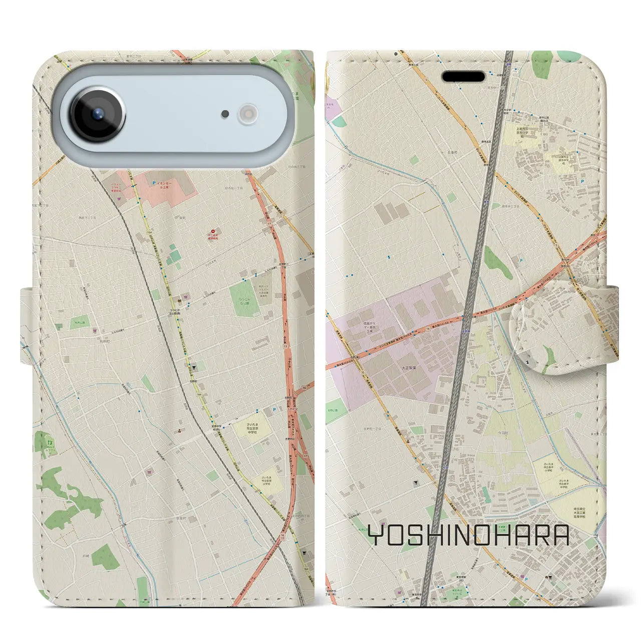 【吉野原(埼玉県)】地図柄iPhoneケース(手帳タイプ)