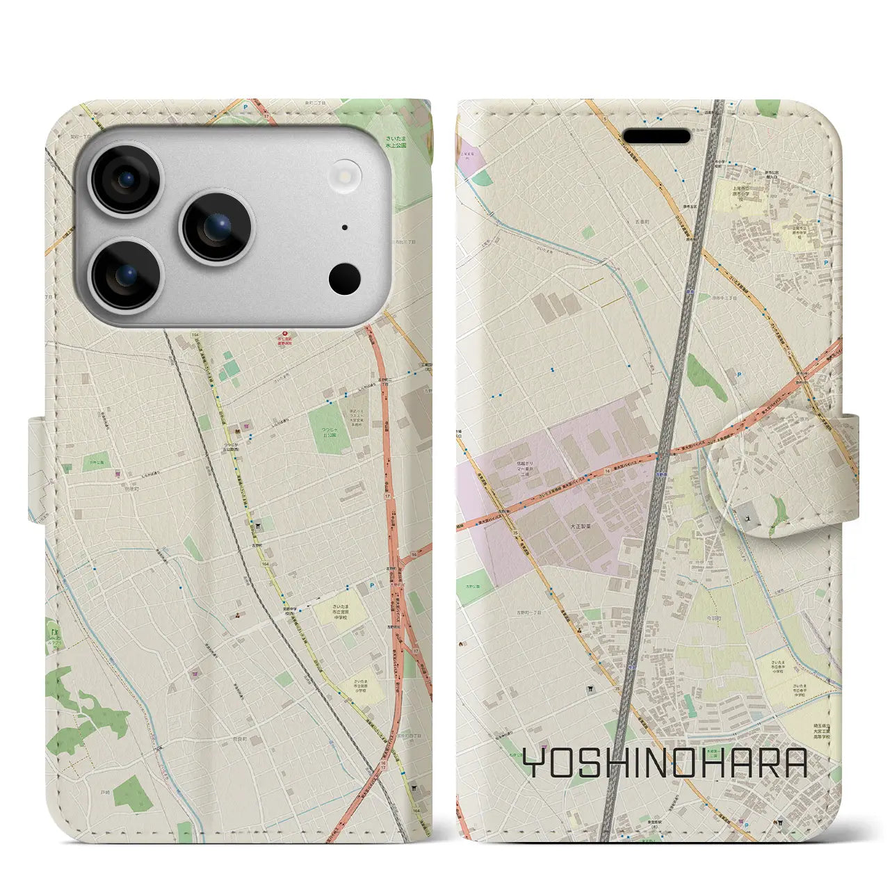 【吉野原(埼玉県)】地図柄iPhoneケース(手帳タイプ)