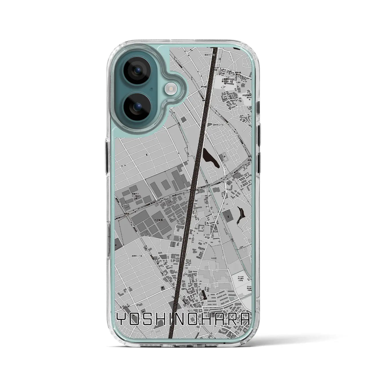 【吉野原(埼玉県)】地図柄iPhoneケース(MagSafeタイプ)モノトーン・iPhone 16 Pro 用